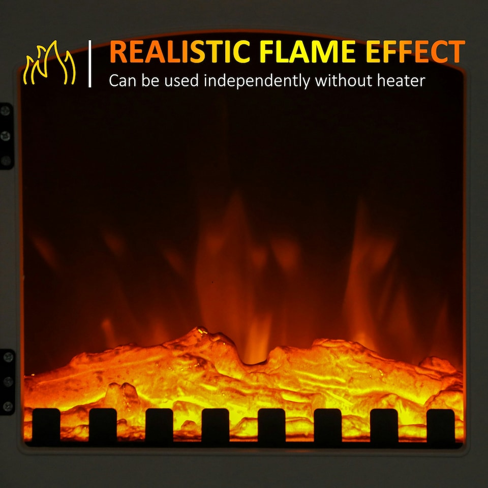image 1 of HOMCOM Freestanding Fireplace Flame Effect Electric Heater Log Burning White