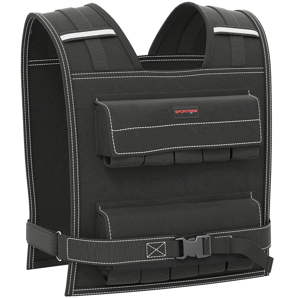 image 1 of 20KG Adjustable Weighted Vest with 20 Metal Weights, Running Weight Vest Black | 50L x 40Wcm