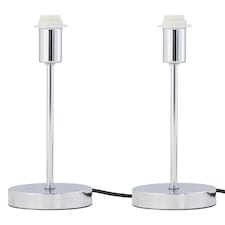 First Choice Lighting Set of 2 Chrome Touch Operated Stick Table Lamp Bases Only Chrome