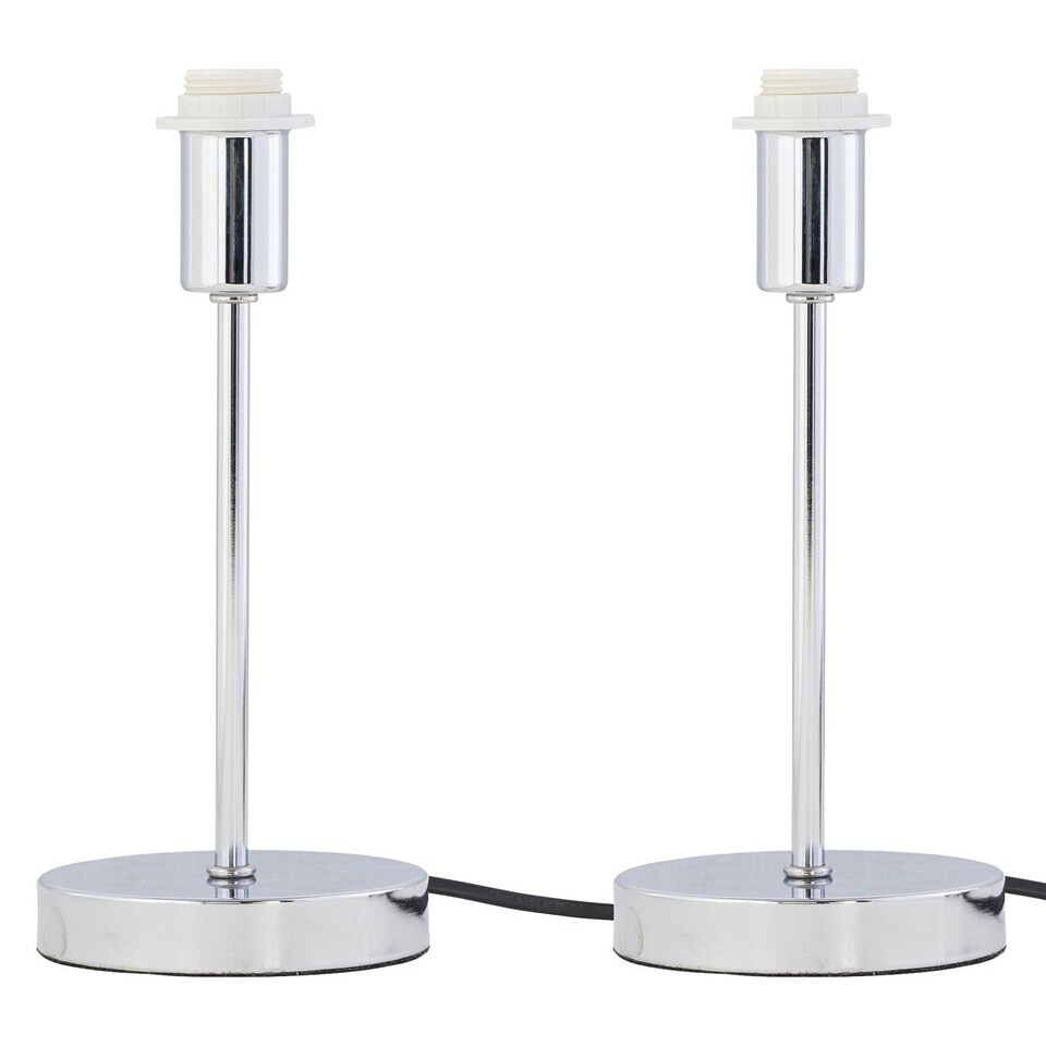 image 1 of First Choice Lighting Set of 2 Chrome Touch Operated Stick Table Lamp Bases Only Chrome