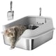 image 10 of PawHut Stainless Steel Cat Litter Box with High Sides Grey | M