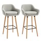 image 1 of HOMCOM 2 PCs Upholstered Bucket Seat Bar Stools w/ Solid Wood Legs Beige