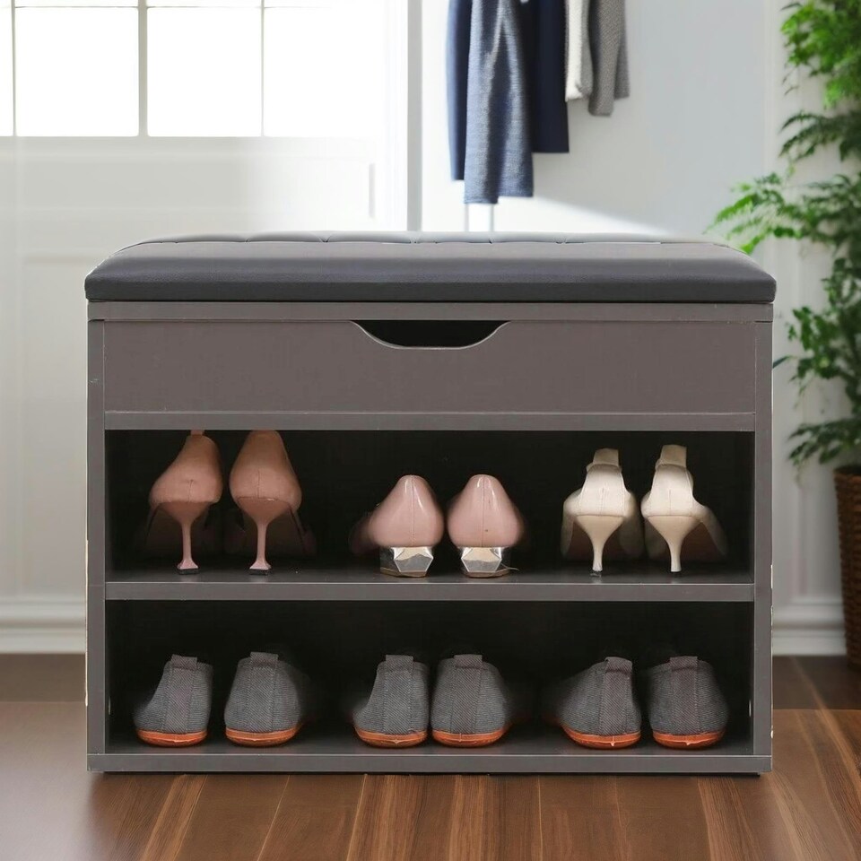 image 1 of Shoe Storage Bench 60CM Grey Grey