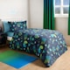 image 2 of OHS Kids Neon Gaming Geo Reverse Duvet Cover and Pillowcase Bedding Set, Single - Green/Blue