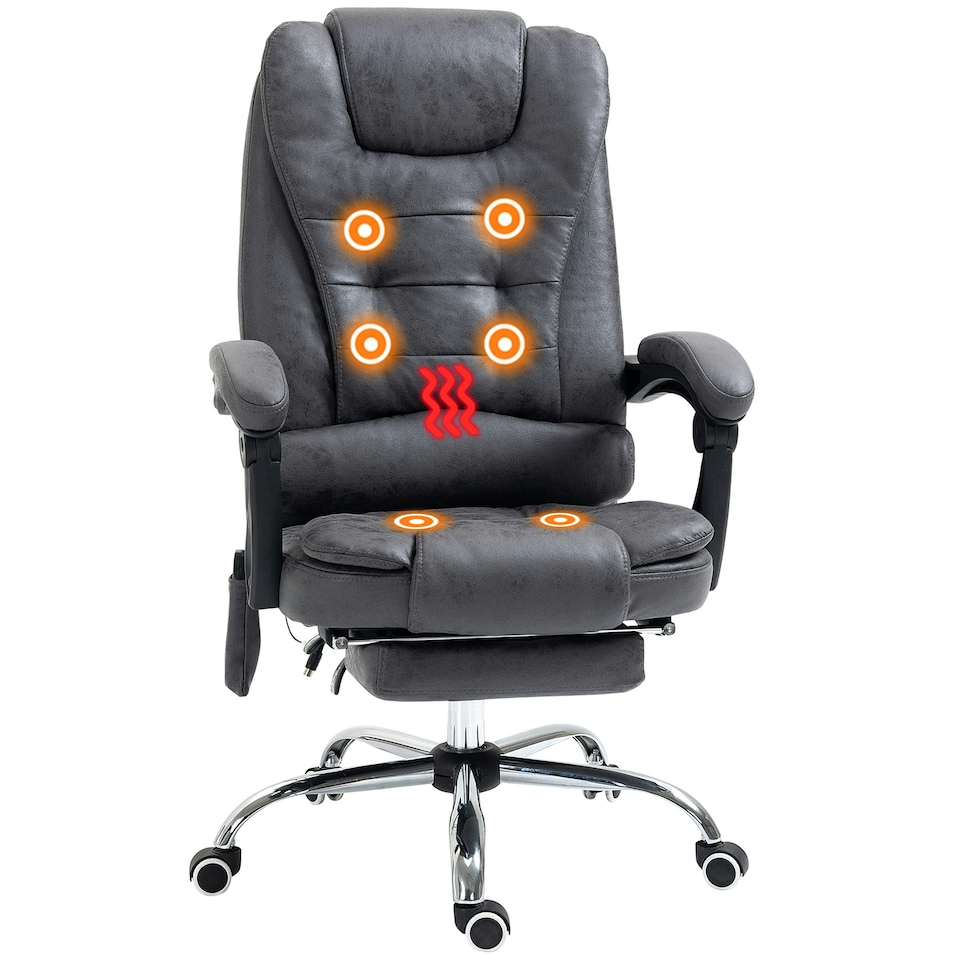 image 1 of Vinsetto Ergonomic Heated 6 Points Vibration Massage Chair Dark Grey