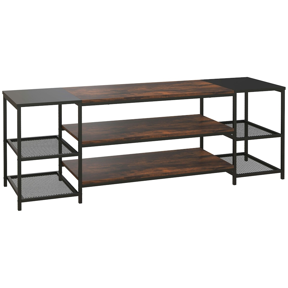 image 1 of HOMCOM TV Unit Cabinet for TVs up to 60Inches with Shelves Brown and Black