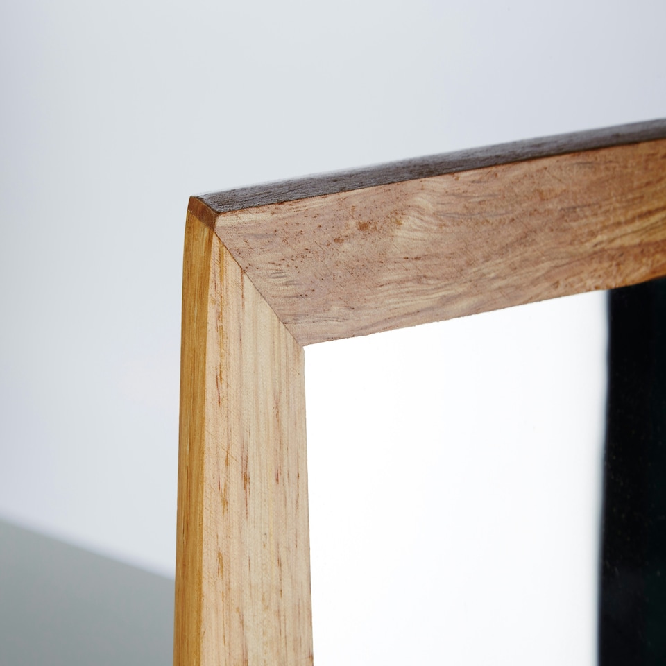 image 1 of Interiors By Premier Wooden Frame Swivel Mirror, Durable 25x28cm Pine Wood Tabletop Mirror, Natural Finish Cream