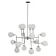 image 3 of Interiors by Premier Black and Chrome 16 Arm Pendant Light, Modern Spherical Glass Ceiling Fixture, Head Design with White Shades