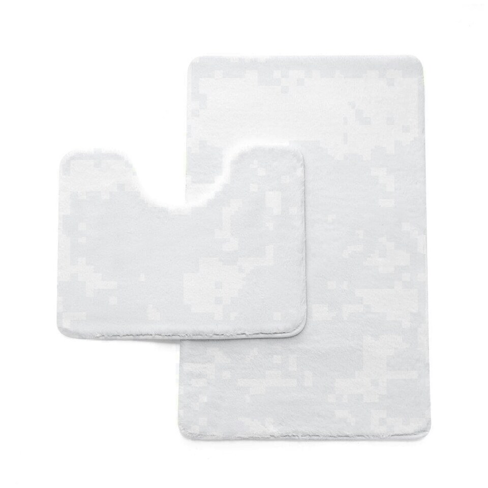image 1 of VELVETIO Faux Fur Bath Mat Set Shaggy Super Soft Plush Anti Slip PVC Back White