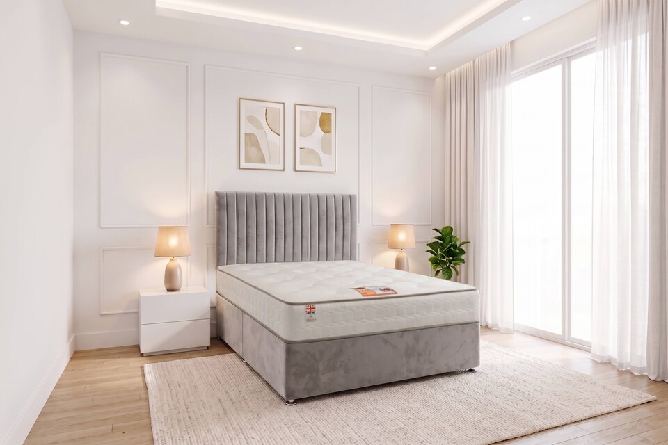 image 1 of Emily Plush Velvet Divan Bed Set with Princess Mattress and Headboard