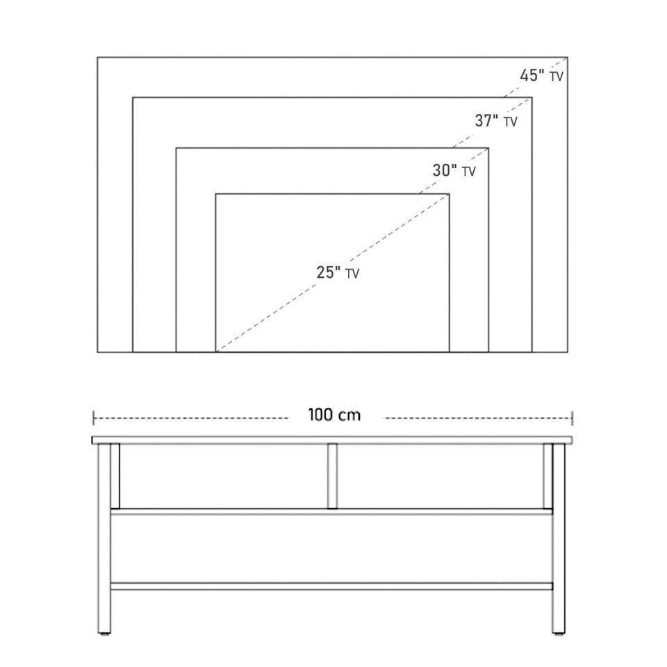 image 1 of HOMCOM Media Stand for TVs Up to 45" TV w/ 3 Shelves Cable Holes Metal Frame