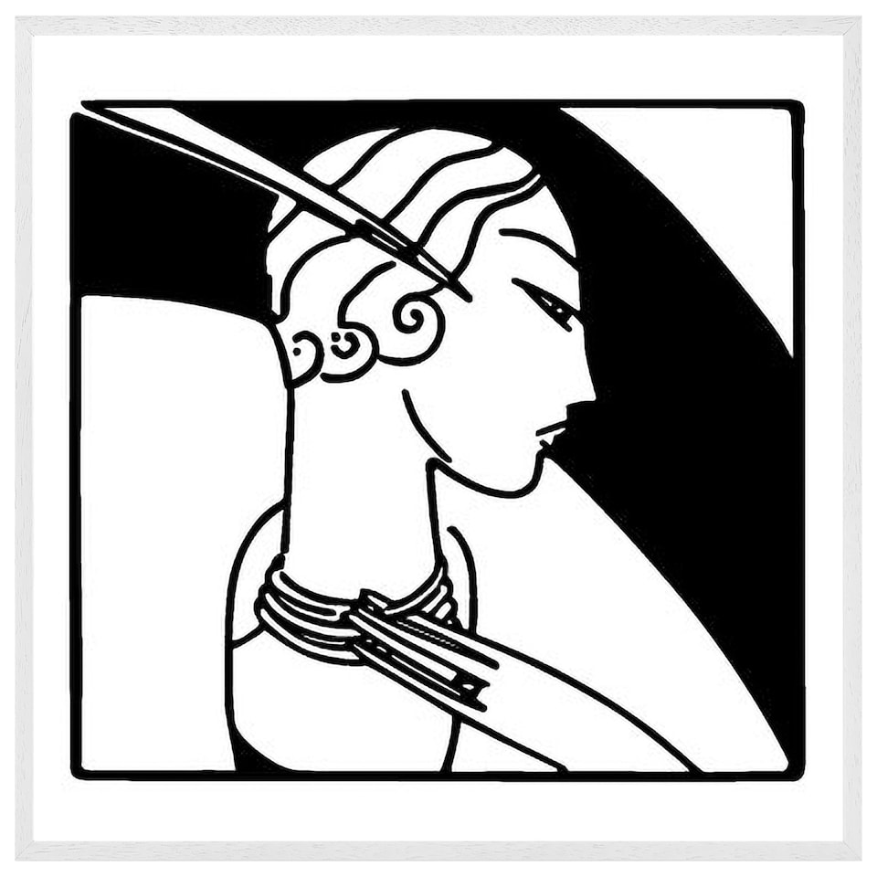 image 1 of Art deco woman (Picture Frame) White | XL