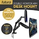 image 2 of Futura Dual Monitor Arm Desk Mount, Gas Spring Adjustable Stand for 13-32 Inch Screens | Black | Black | 1