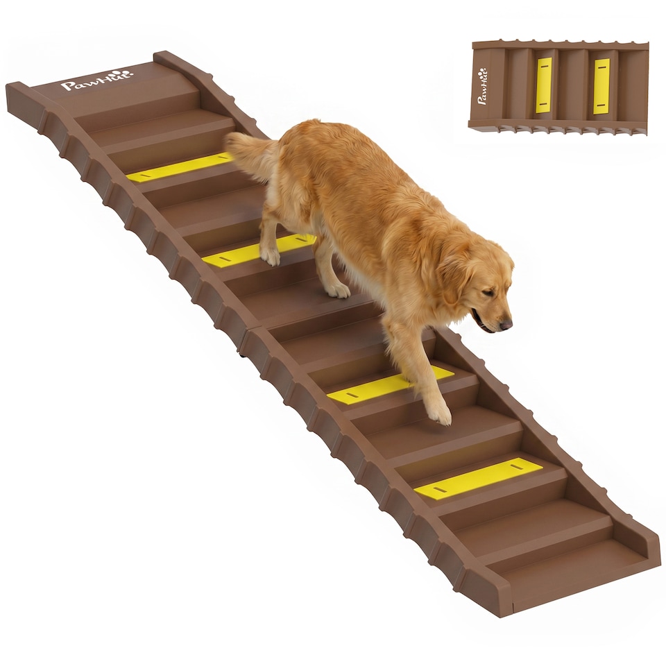 image 1 of PawHut Foldable Dog Ramp for Car, Non-Slip Dog Stairs for SUVs Truck