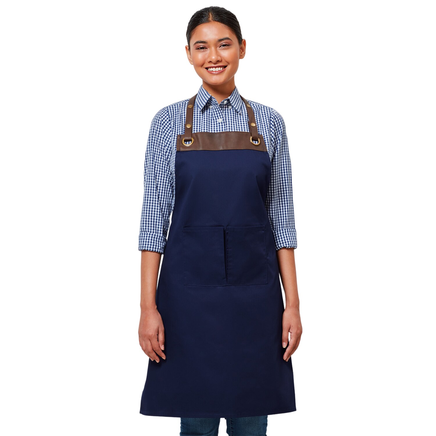 Premier Unisex Adult Espresso Full Apron | Brown | Navy/Brown