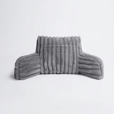 OHS Faux Fur Ribbed Heatable Pocket Bed Reading Cuddle Cushion, 65x40cm - Grey