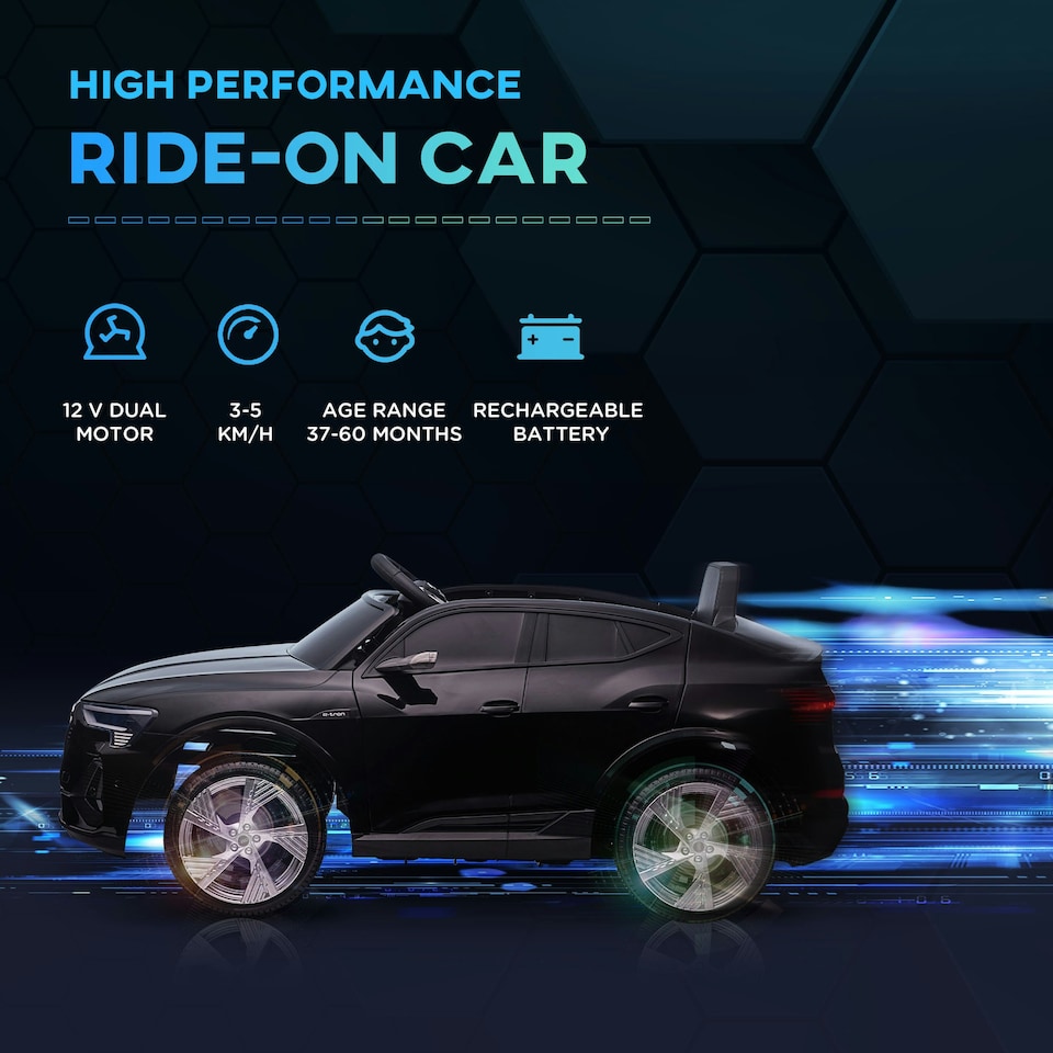 image 1 of HOMCOM 12V Kids Electric Ride-On Car/ w Remote Control, Lights, Music - Black