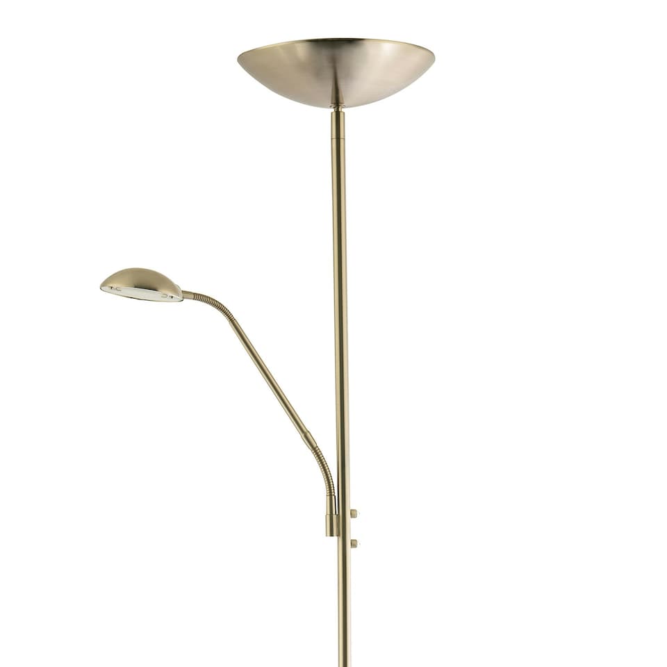 image 1 of Sleek LED Mother and Child Floor Lamp in Satin Nickel with Memory Dimmer Buttons