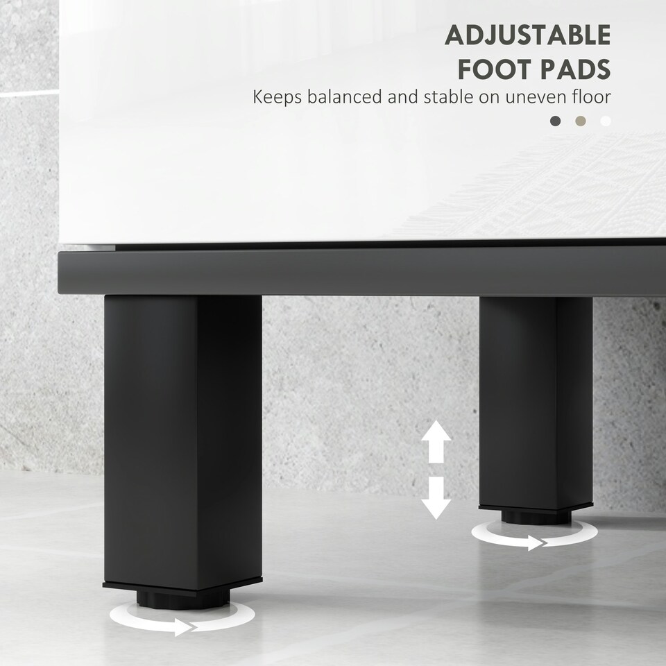 image 1 of HOMCOM Bathroom Under Sink Cabinet with Adjustable Shelf High Gloss White