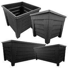 Set Of Black Grosvenor Planter Sets 2 Troughs & 2 Square Perfect For Home & Garden Use Black