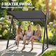 image 3 of Outsunny 3 Seater Swing Chair, Garden Swing Bench with Adjustable Canopy | Grey | Grey | One Size