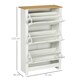 image 5 of HOMCOM Narrow Shoe Cabinet, Space Saving Shoe Storage Cabinet with 3 Flip Drawers and Adjustable Shelves for 9-18 Pairs of Shoes for Hallways and Living Room, White