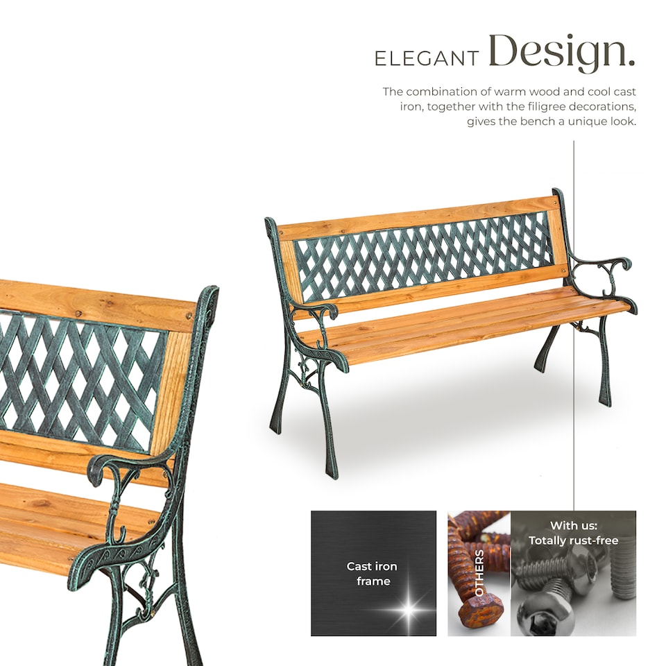 image 1 of Garden Bench Tamara - 2-seater, weatherproof, 128 x 51 x 73 cm | Brown | brown | 1