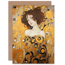 Woman in Gold Portrait Gustav Klimt Style Nouveau Birthday Card