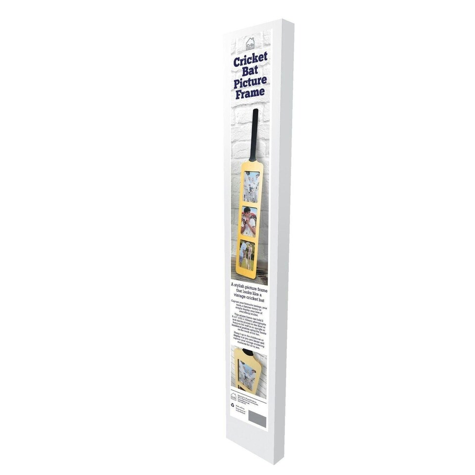 image 1 of Cricket Bat Photo Frame ? Holds Three 6x4? Photos ? Wall-Mounted or Freestanding Display ? Unique Gift for Cricket Fans & Players ? 82cm x 14cm Brown | One Size
