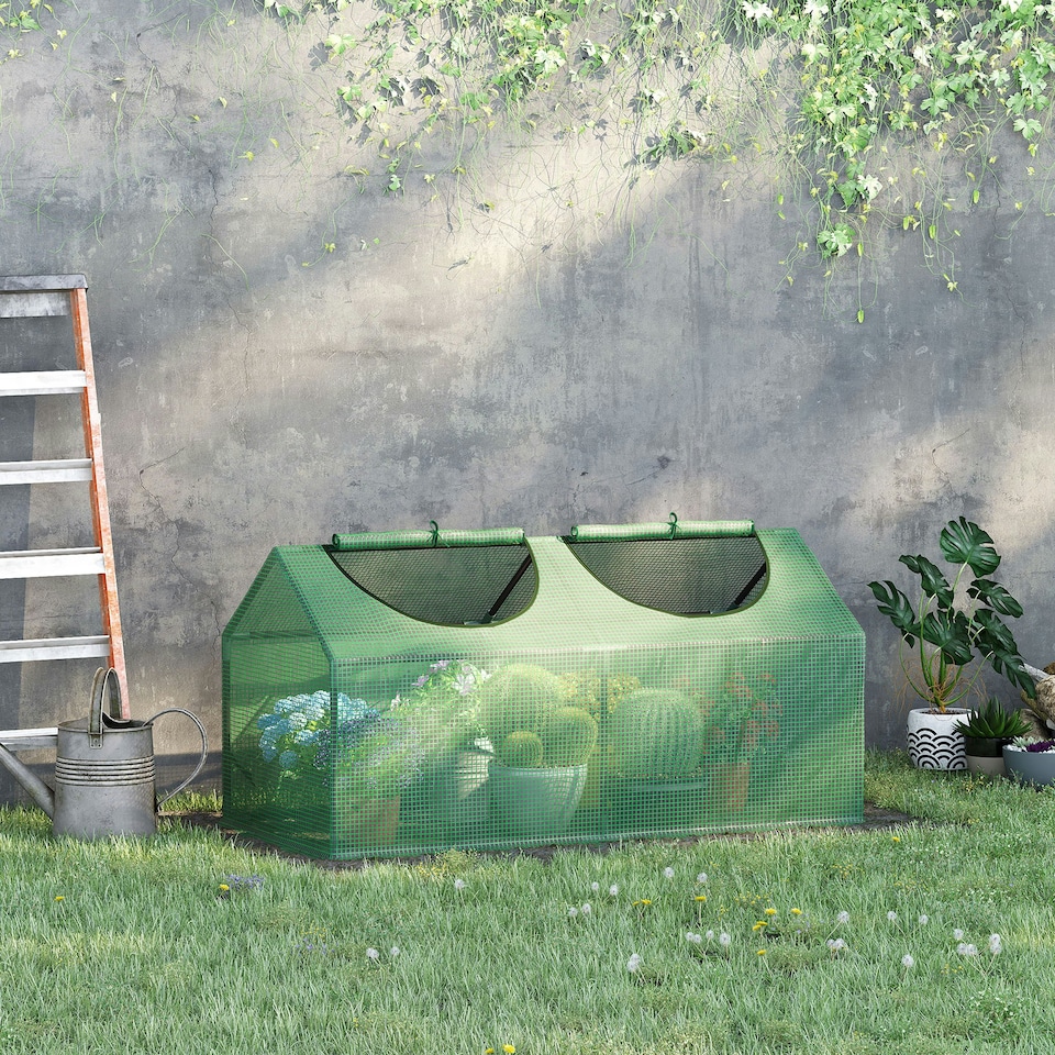 image 1 of Outsunny Greenhouse Plants Foil Tomato Vegetable House W/ 2 Windows White