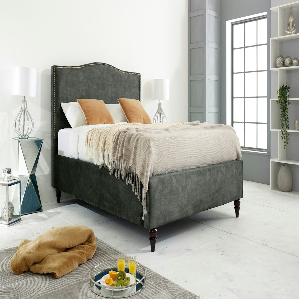 Venezia Marble Single Bed Frame - Steel