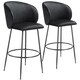 image 1 of Bar Stool Luana - with backrest, velvet look and padded | Black | black/black | 60 x 51 x 106 cm | 2