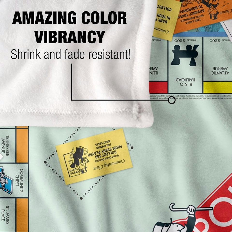 image 1 of Monopoly Game Scene Blanket - Multicoloured - One Size