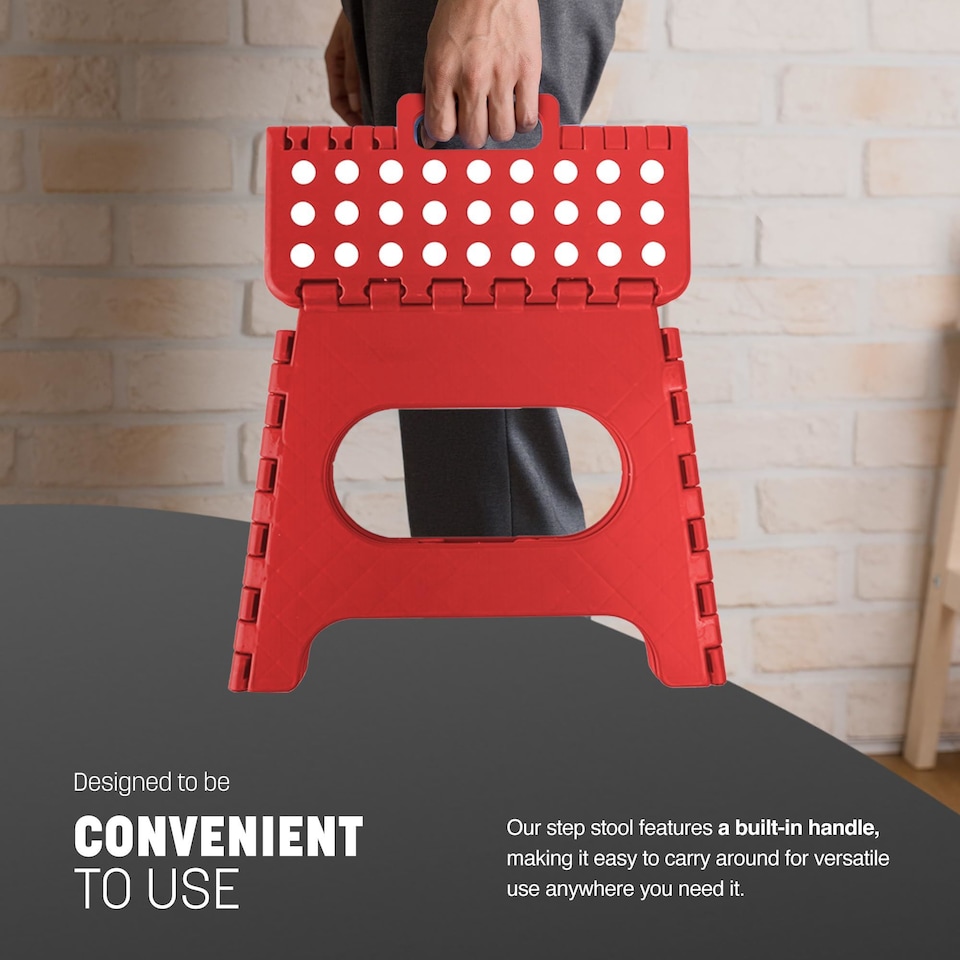 image 1 of Keplin Heavy Duty Folding Step Stool Non-Slip Plastic with Carry Handle, 9 Inch