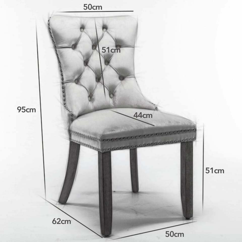 image 1 of Romsey Set of 4 Modern Velvet Dining Chairs with Solid Oak Legs