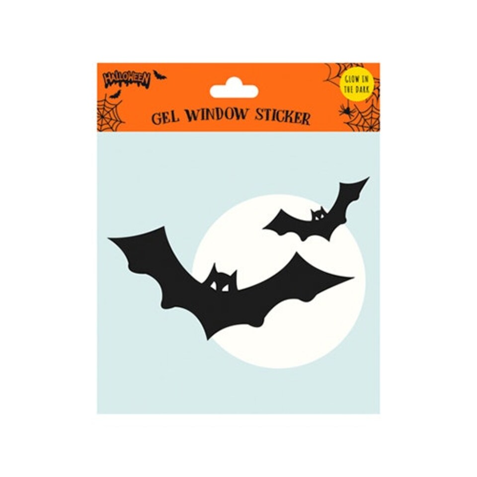 Glow in the Dark Halloween Bats Gel Window Sticker Decoration
