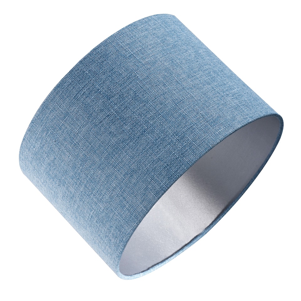 image 1 of Contemporary and Sleek Blue Nova Plain Linen Fabric Drum Lamp Shade 60w Maximum | Blue | 12"