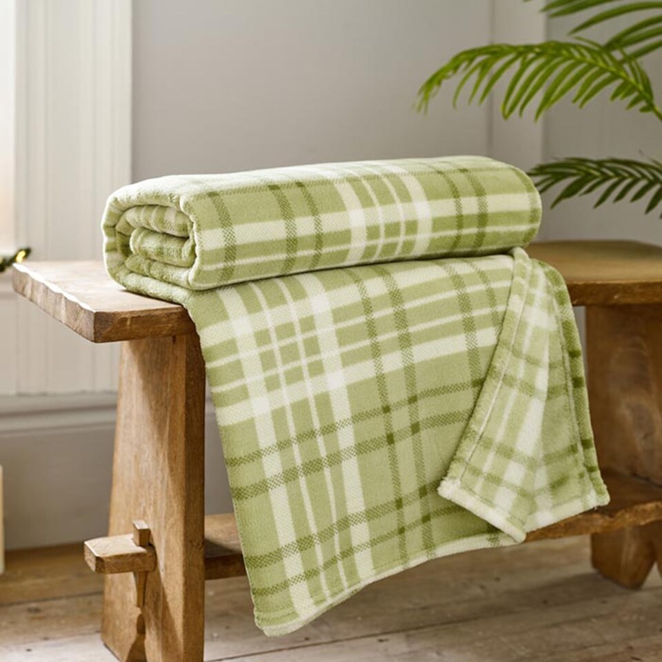 image 1 of Snuggle Check Soft Coral Fleece Throw