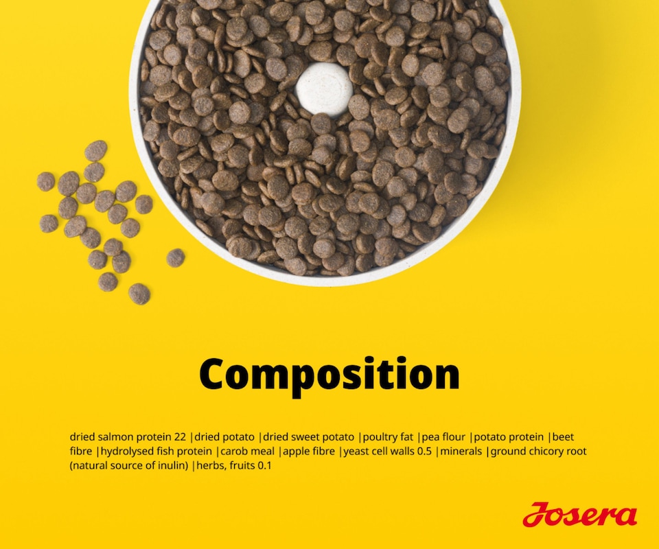 image 1 of Josera Mini Senior Salmon | Complete dry food for toy & small dogs | Grain free | Single meat protein | Smaller kibble | Herbs & fruits | 0.9kg