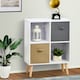 image 2 of HOMCOM Freestanding 4 Cube Storage Cabinet Unit w  2 Fabric Drawers Handles Home Office Organisation Shelves Furniture