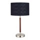 image 1 of Minimalist Silver and Wood Effect Table Lamp with Black Shade | Silver | Silver | 1