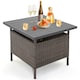 image 1 of COSTWAY Rattan Umbrella Side Table Outdoor Garden Table Brown