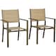 image 1 of Outsunny 2 PCs Dining Chairs, Stackable Design Aluminium Outdoor Armchairs Khaki