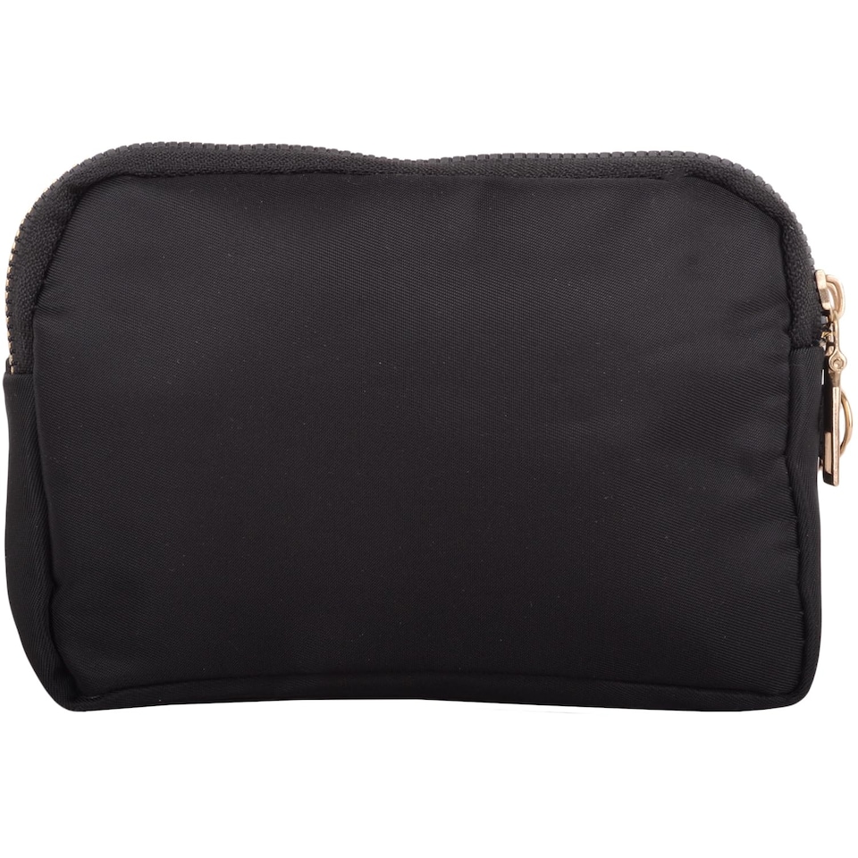 image 1 of Lorenz Womens Compact Polyester Twin Top Purse Pouch with Wrist Strap | Black | Black