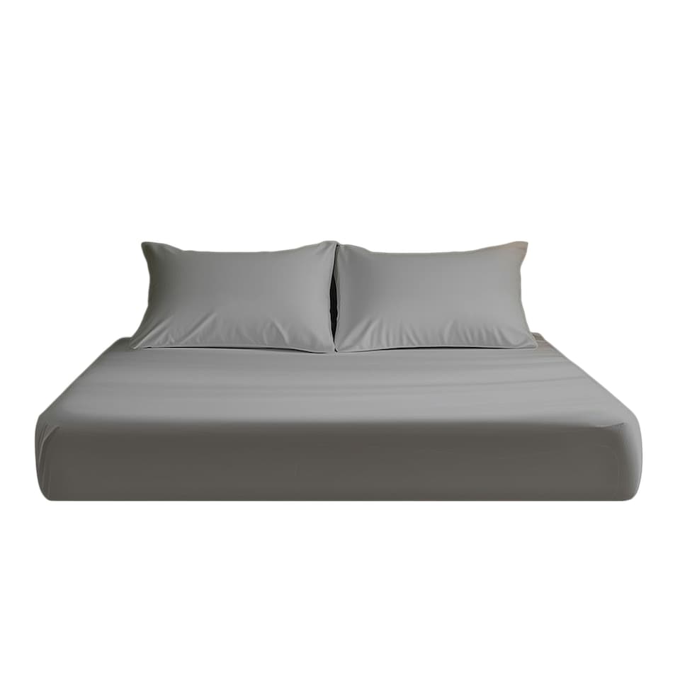 image 1 of Microfibre Soft Touch Fitted Sheet 25cm Skirt Plain Dyed Bed Linen Silver | Silver | Single