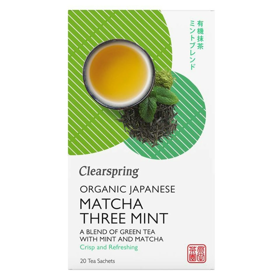 Organic Japanese Matcha Three Mint 20 Tea Sachets (Clearspring)