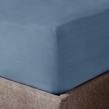 Velosso Washed Linen Look Fitted Sheet Blue | Blue | King