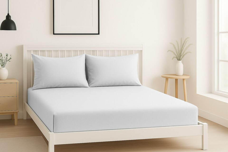 image 1 of Luxury 200TC Soft Touch Fitted Sheet Bed Linen 30cm Extra Deep Skirt White | White | Double