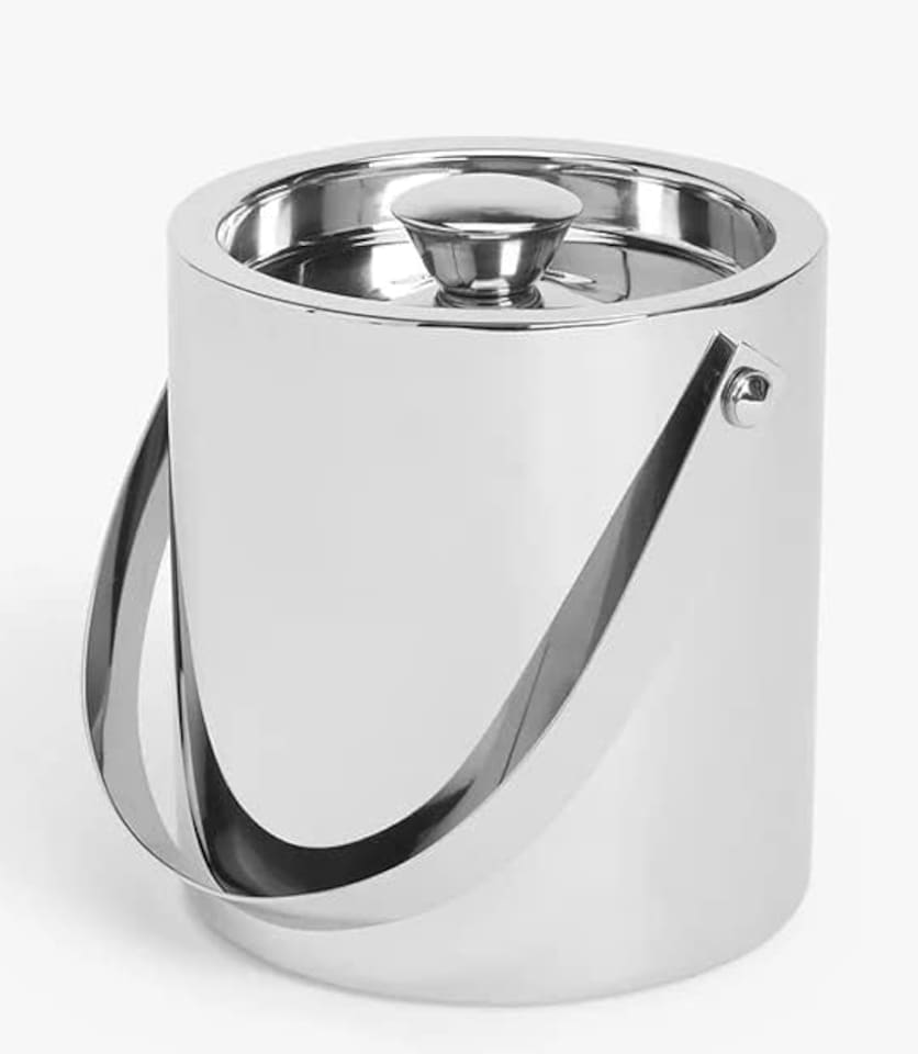image 1 of Stainless Steel ICE Bucket, Double Walled Container with Lid and Tong.Mirror Poliched