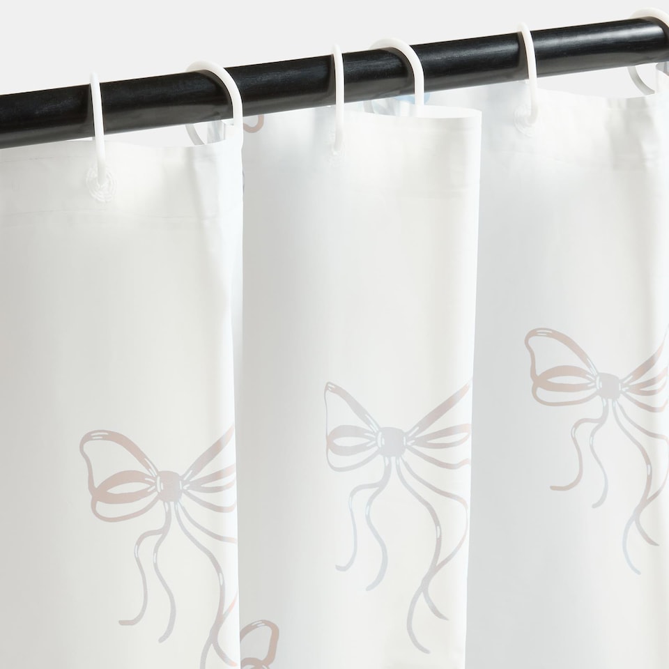 image 1 of OHS Bows Mould Proof Shower Curtain with 12 Hooks